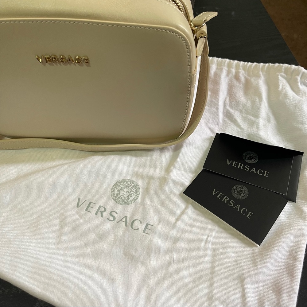 VERSACE Leather Camera Crossbody Bag
